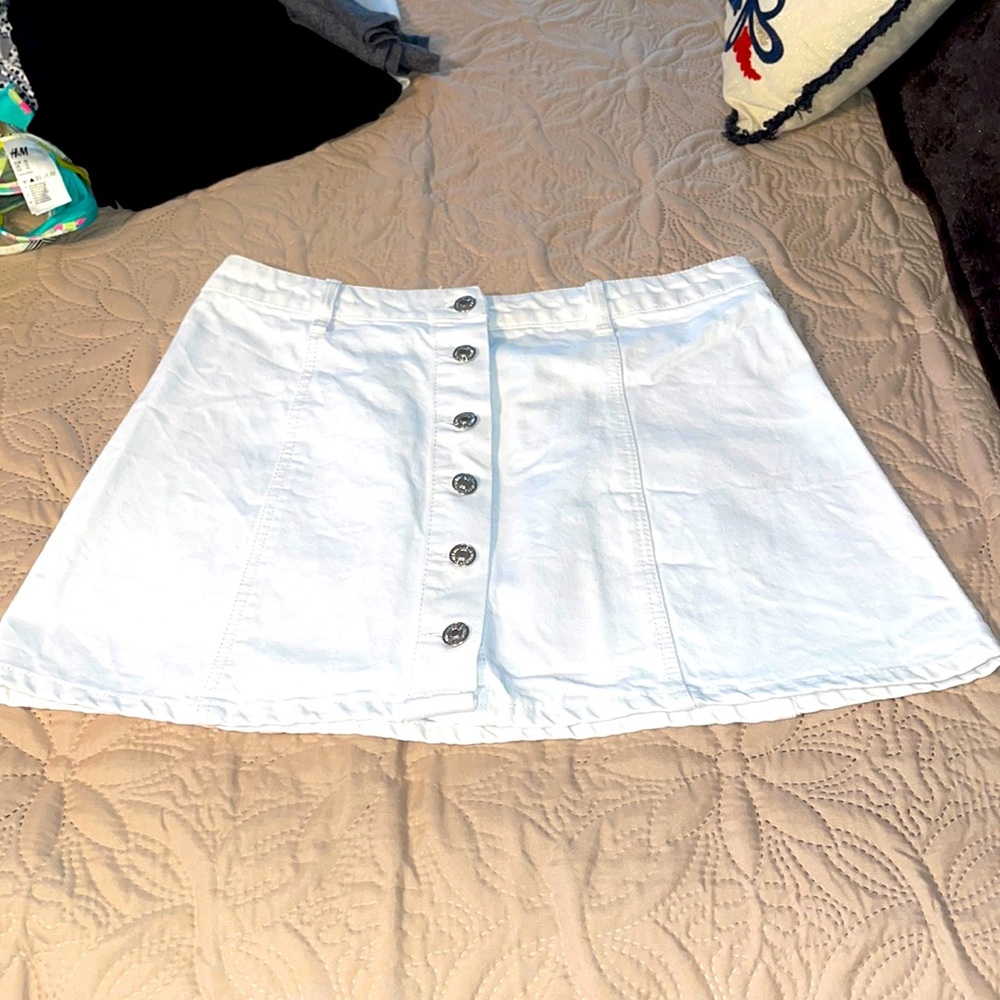 Forever 21 White jean button up skirt